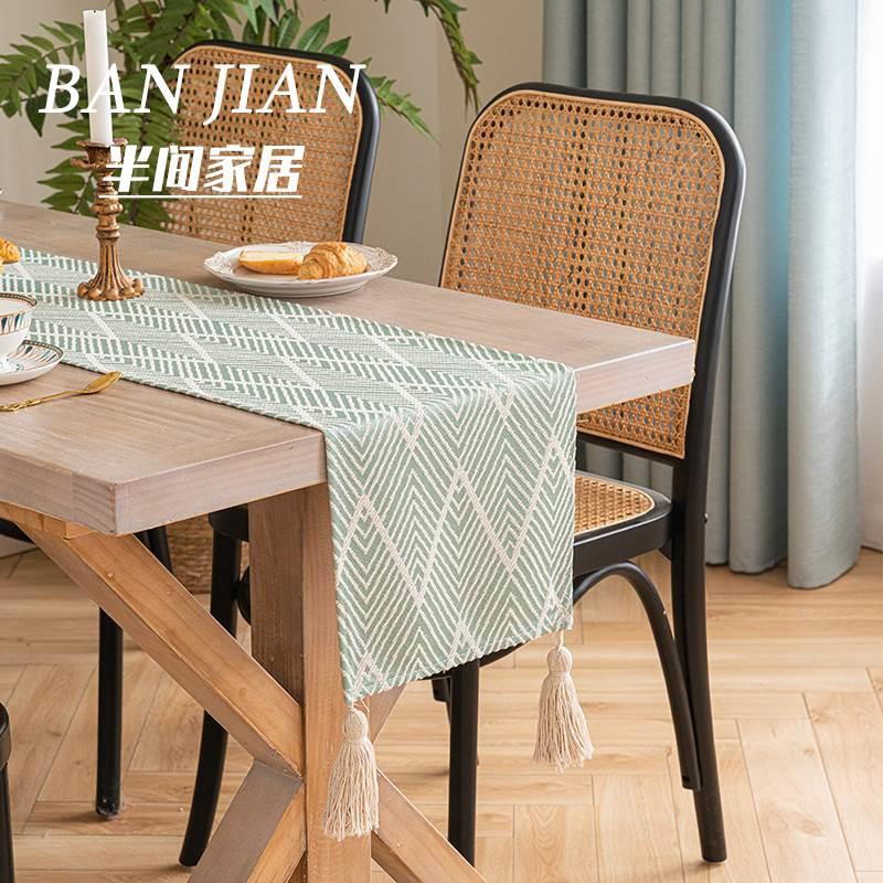 北欧桌旗简约日式长条餐桌茶几电视柜五斗柜防尘盖布民宿装饰床旗