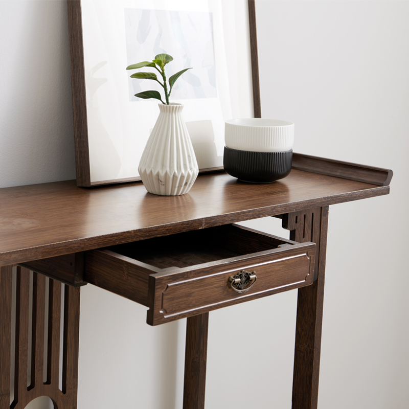 新中式玄关台靠墙桌子实木玄关柜佛台小条案窄长条桌供桌家用条几