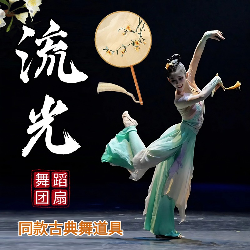 流光舞蹈专用双面刺绣团扇