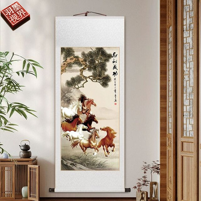 马到成功挂画中式客厅玄关装饰画