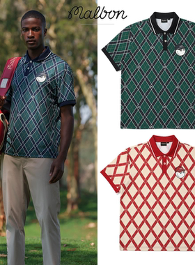 25韩国高尔夫服装MALBON男款夏季运动透气短袖T恤轻薄百搭POLO衫