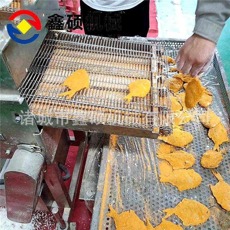 商用无骨鸡柳上糠机鱼饼涂浆裹糠设备全自动土豆饼挂糠流水线