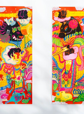 王五角星《龙马门神》艺术年画