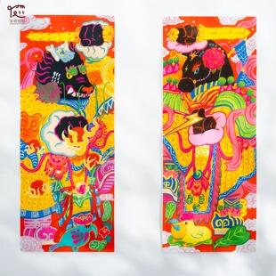 王五角星《龙马门神》艺术年画