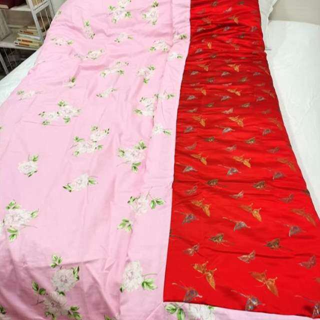 被绸缎棉花红色丝绸老式包边面手工定做段子软缎织锦缎结婚喜被子