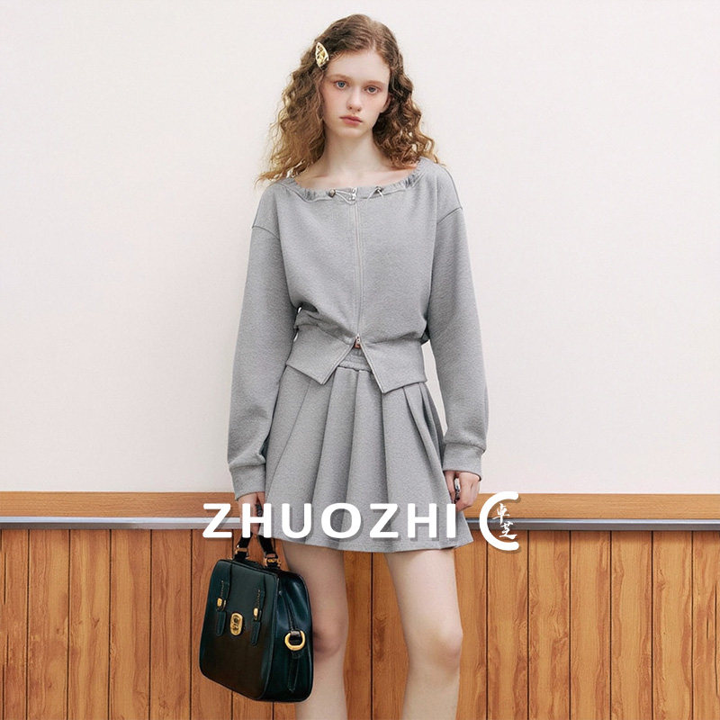 【卓芝】法式灰色抽绳卫衣短裙套装2025秋季新款百搭通勤两件套女,女装/女士精品,时尚套装,淘宝优惠券,粉丝福利购,淘宝优惠卷
