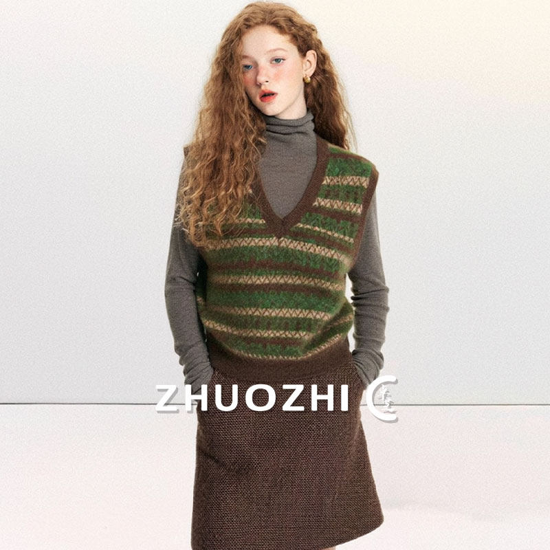 【卓芝】爆款法式复古撞色无袖背心针织马甲2025秋季新款修身显瘦,女装/女士精品,马夹,淘宝优惠券,粉丝福利购,淘宝优惠卷