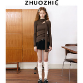 甄选 卓芝法式 气质设计感围巾领针织衫 女2025早秋新款 显瘦上衣