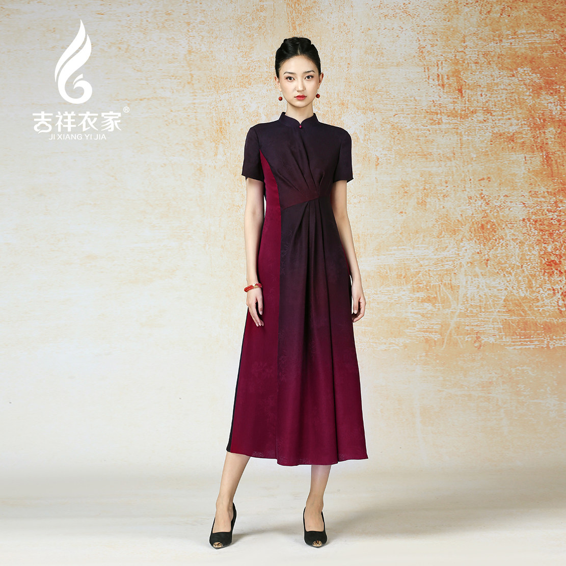 吉祥衣家中式国风桑蚕丝高端气质修身显瘦女装巧笑倩兮真丝连衣裙,女装/女士精品,连衣裙,淘宝优惠券,粉丝福利购,淘宝优惠卷