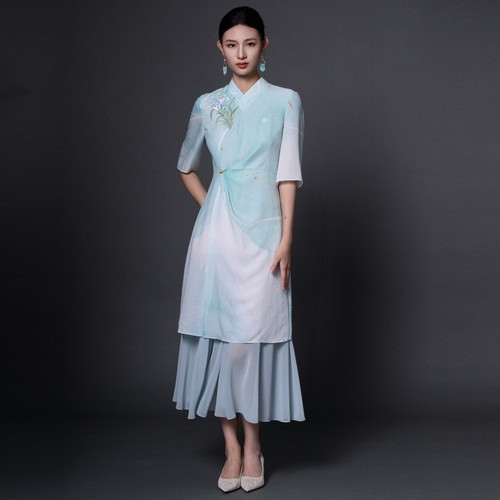 吉祥衣家新中式疏影水清浅连衣裙