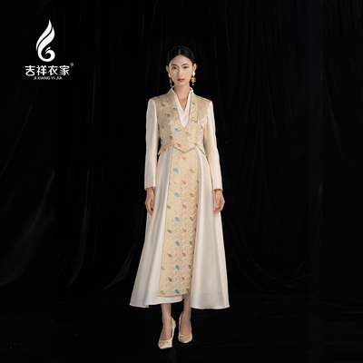 吉祥衣家修身可拆卸马面裙连衣裙