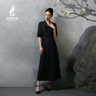 吉祥衣家中国风新中式复古女装2025新款休闲女装来仪连真丝衣裙