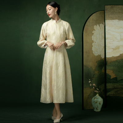 新中式套装金粟初开连衣裙+举杯邀明月马甲