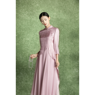 吉祥衣家新中式樱花红陌上连衣裙