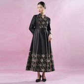 国风新款 桑蚕丝高定女装 长裙气质长袖 吉祥衣家新中式 连衣裙春秋款