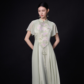 吉祥衣家新中式 裙子袅袅水芝红连衣裙 早秋桑蚕丝女装 国风秋季 新款