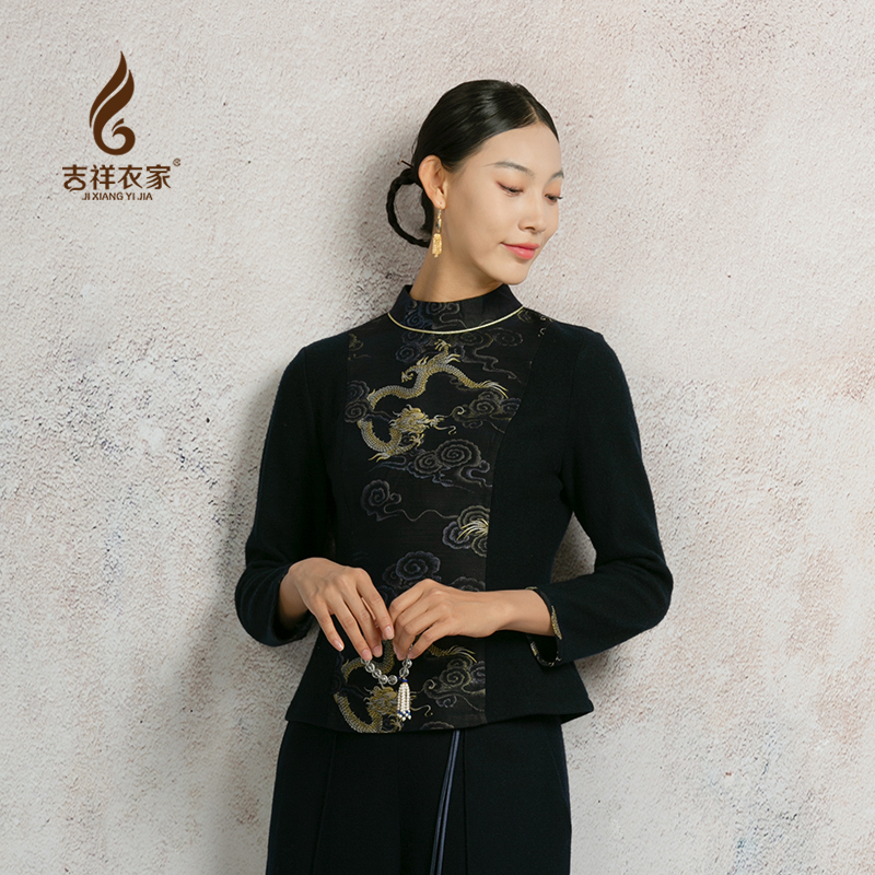 吉祥衣家新中式国风跃龙腾上衣