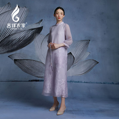 中国风春夏款女装风传花信连衣裙