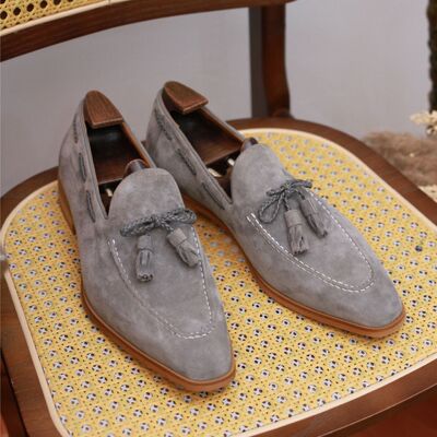 Oldmoney英伦男士休闲一脚蹬翻毛皮透气增高流苏皮鞋乐福鞋男款