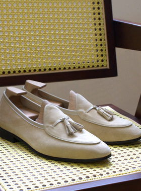 复古英伦风真皮商务休闲小皮鞋男士韩版ins潮流一脚蹬流苏乐福鞋