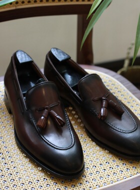 复古英伦风真皮商务休闲小皮鞋男士韩版ins潮流一脚蹬流苏乐福鞋