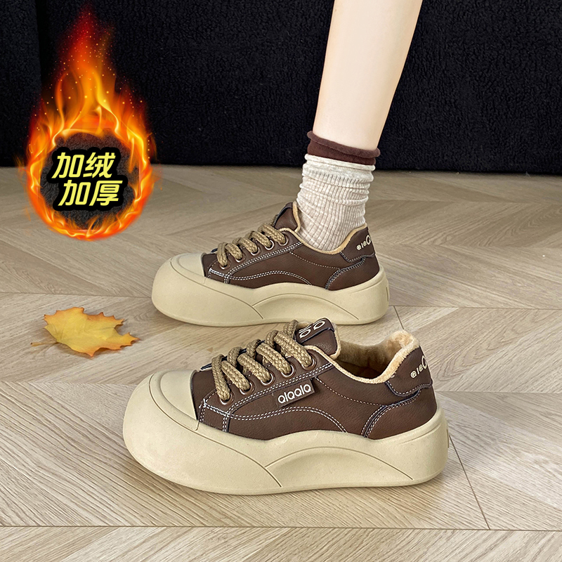 赵露思同款加绒厚底面包鞋女