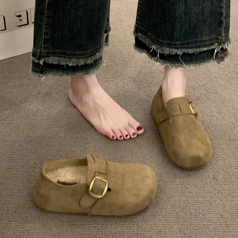 白鹿同款加绒全包勃肯鞋女