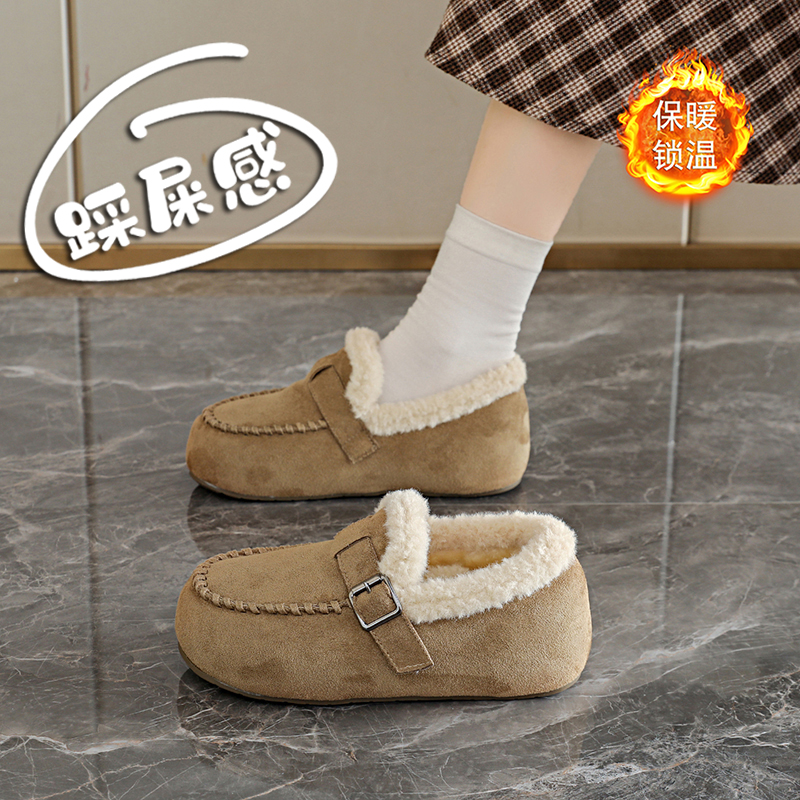 白鹿同款毛毛勃肯鞋女