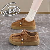 勃肯鞋 袋鼠鞋 女秋季 今年超火 2025新款 松糕厚底34小码 真皮豆豆鞋