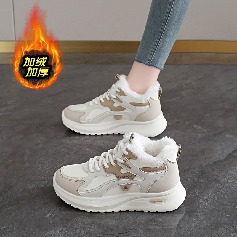 2025冬季新款加绒高帮运动鞋女