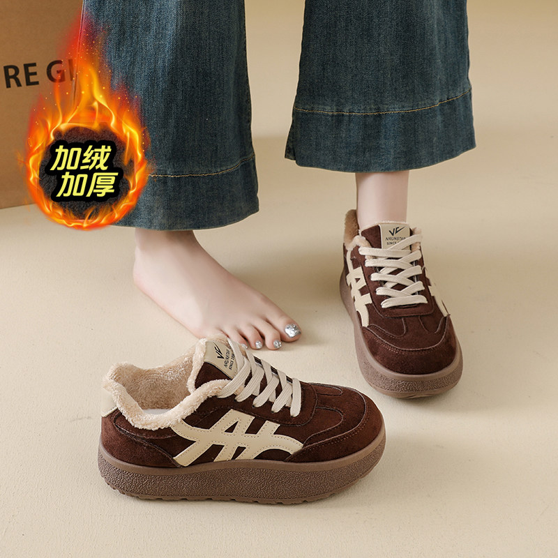 踩屎感加绒加厚德训鞋女