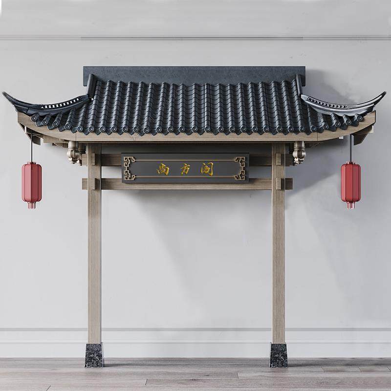 仿古屋门头实ohq定做木檐定中式一体式门楼门头装饰木牌楼制古建