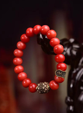 天然满血骆驼骨手串红骨苹果圆珠藏式回流文玩佛珠本命年单圈手链