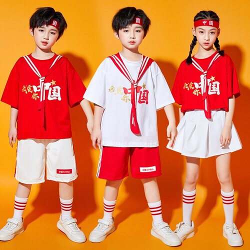 六一儿童啦啦队演出服小学生运动会幼儿园舞蹈班服表演服装中国风 - 封面