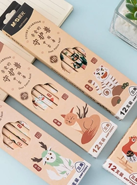 晨光AWP30991亲爱的守护兽系列三角橡皮头铅笔无铅毒儿童写字铅笔