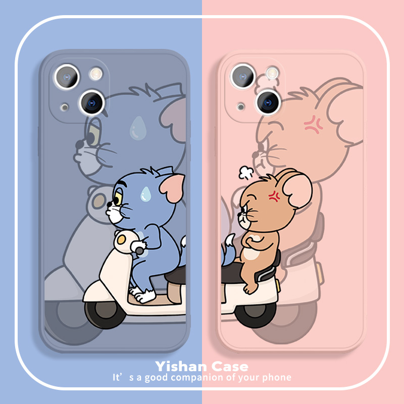 适用苹果13pro手机壳15创意iPhone14摩托机车12mini猫和老鼠11promax情侣8plus7卡通xr秀恩爱xsmax搞怪x硅胶6