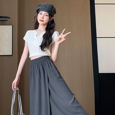 冰丝山本工装裙裤女高腰