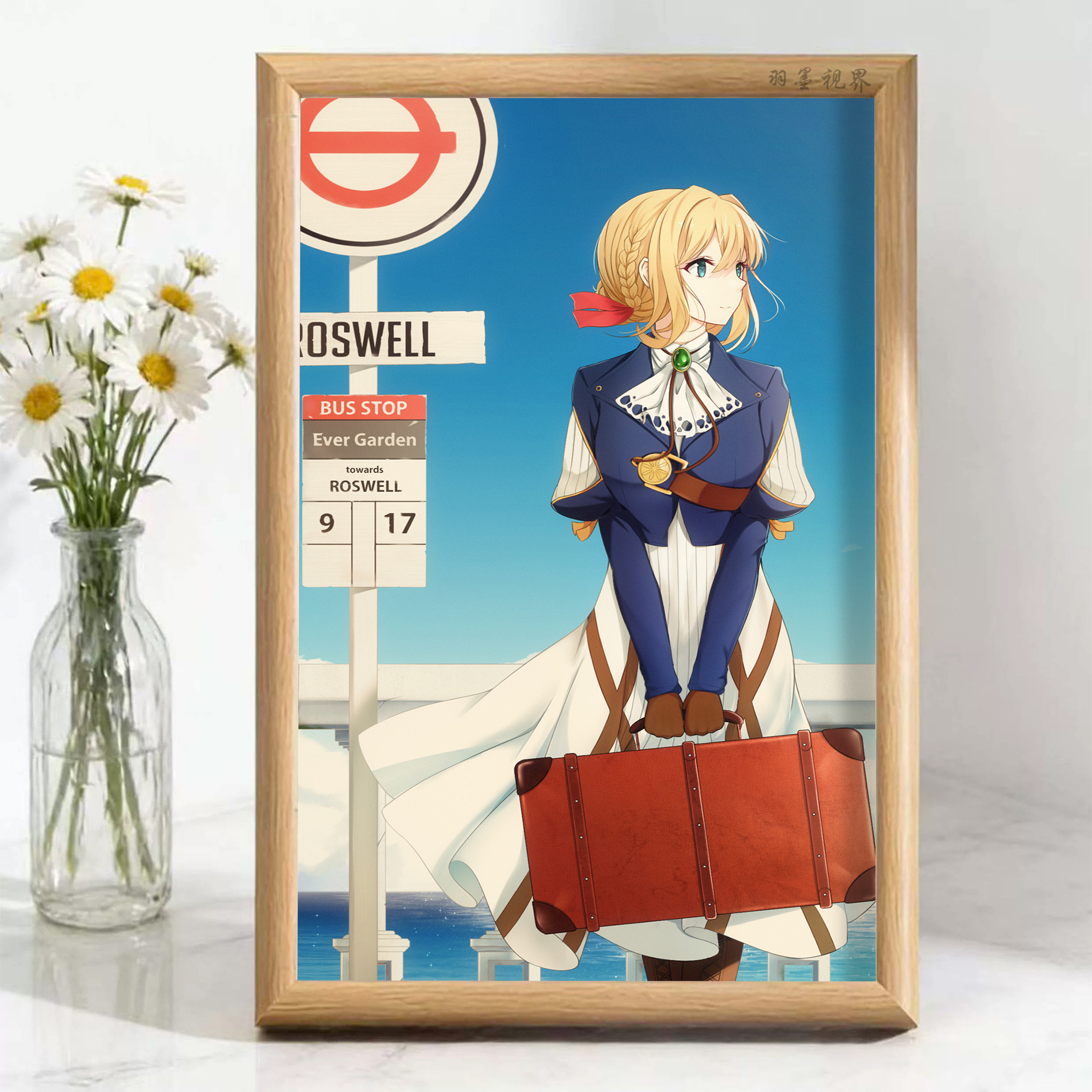 插画卧室桌面相框装饰画