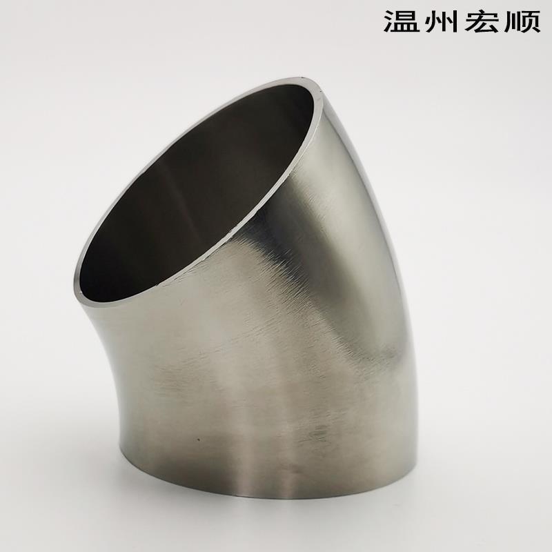 304不锈钢45度焊接弯头卫生级光亮面抛光135度JP柜汽配排水弯头