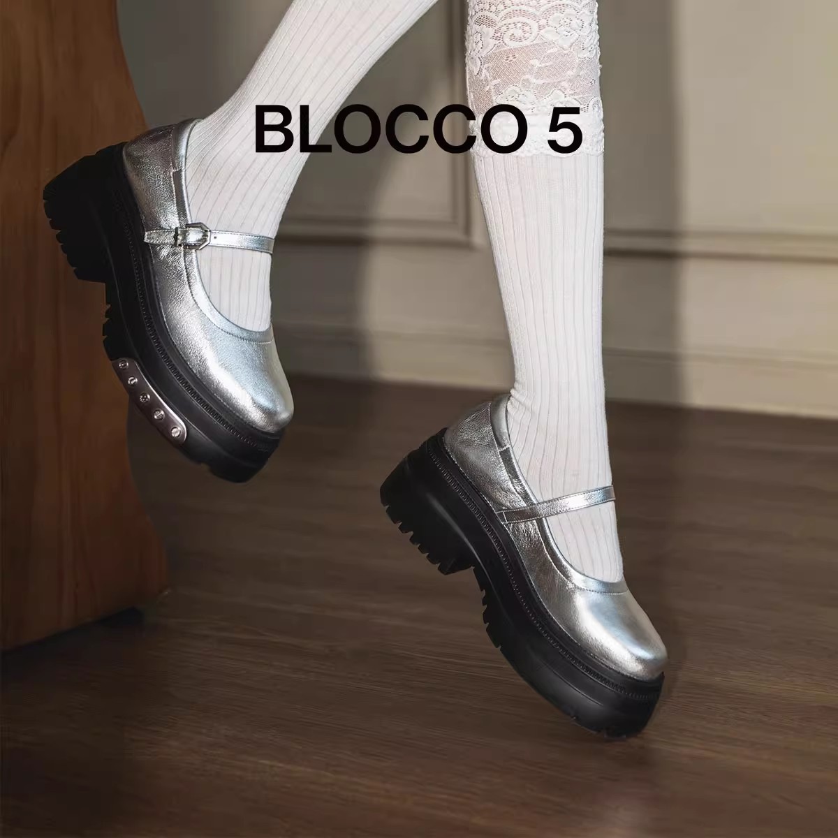 BLOCCO5浪漫休闲玛丽珍小皮鞋