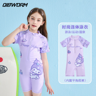 小中大童女孩卡通连体游泳温泉防晒泳装 儿童泳衣女童夏季 2024新款