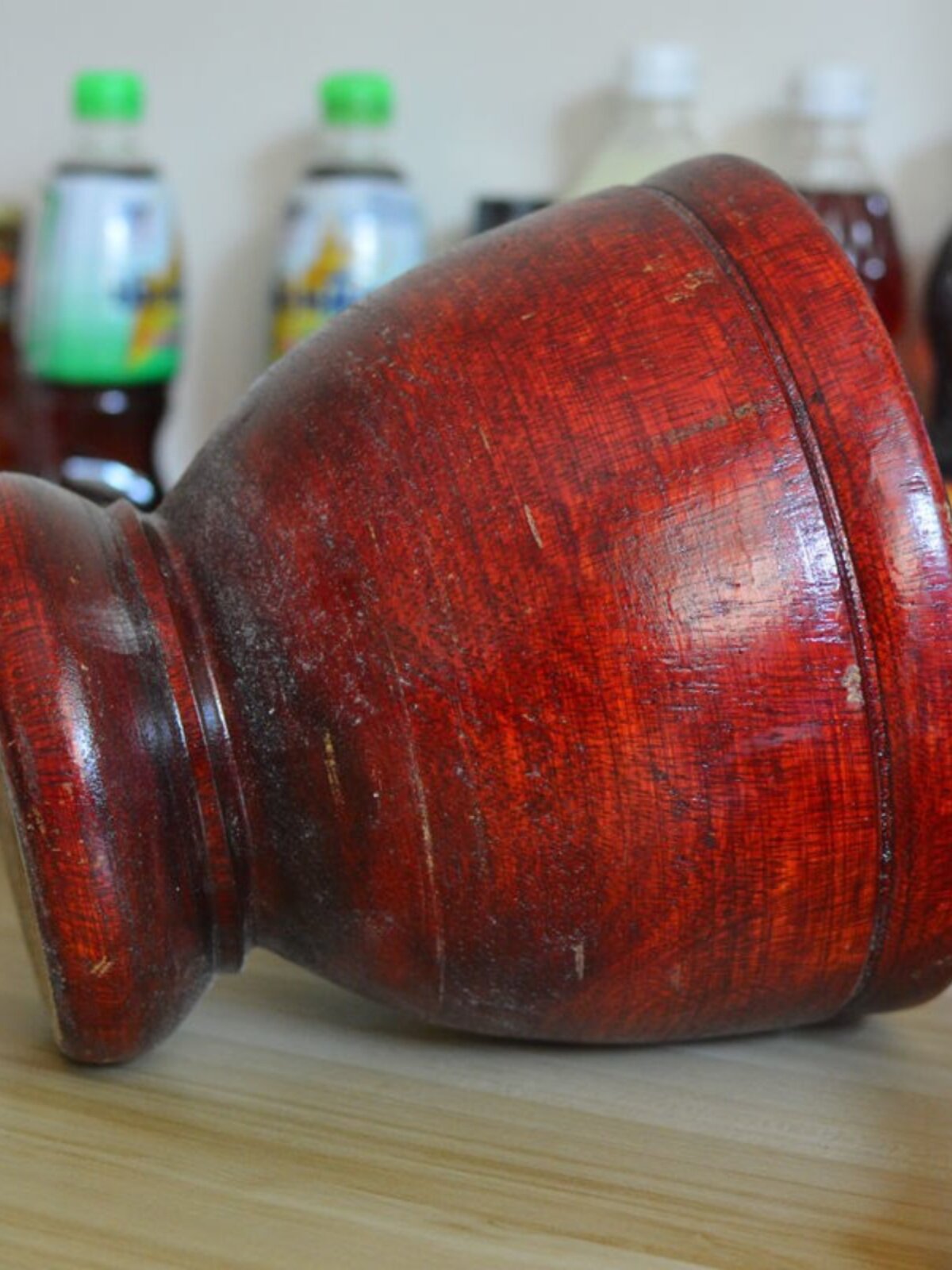 傣味舂鸡脚木冲捣辣椒的对窝老式家用沙拉盅捣蒜木制木臼