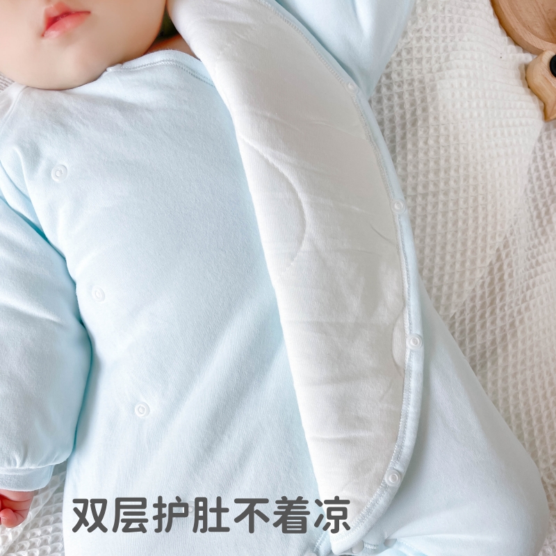 新生婴儿衣服秋冬款夹棉连身衣宝宝7冬天初生80码加厚棉衣66冬装