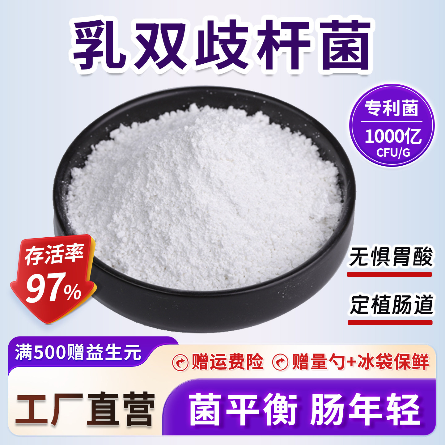 乳双歧杆菌1000亿/g 高活性益生菌粉 冻干型乳酸菌粉厂家直销正品