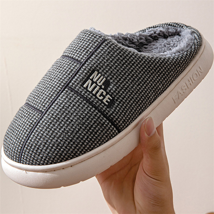 秋冬季男士大码棉拖鞋室内家居家用加厚底防滑保暖踩屎感4647棉拖