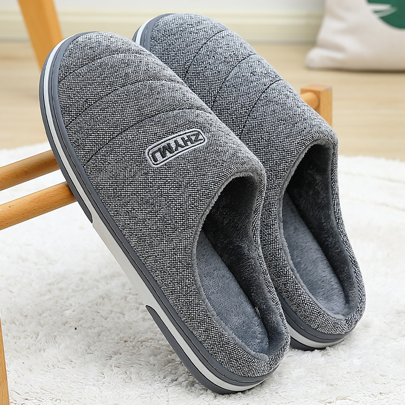 男士特大码棉拖鞋46厚底半包跟防滑加大码48秋冬居家50保暖棉拖鞋