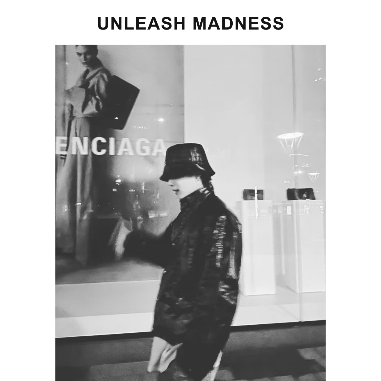 Unleash Madness 皮质渔夫帽休闲黑色水桶帽秋冬皮帽子显脸小盆帽