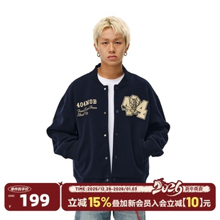 秋冬夹克 404MOB重磅毛呢刺绣棒球服情侣外套男女美式 侯明昊同款