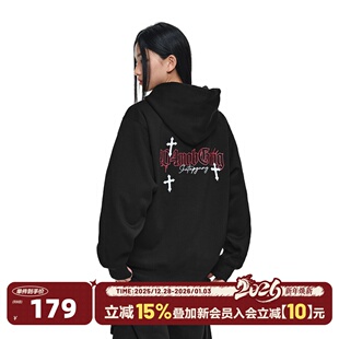 404MOB美式 重磅创意印花连帽卫衣男国潮牌高街休闲百搭加绒情侣衫