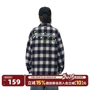 翻领秋季 男复古美式 情侣衬衣 衬衫 404MOB重工花卉刺绣磨毛格子长袖